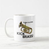 Tuba-Spieler-Tritt-Messing Kaffeetasse (Links)