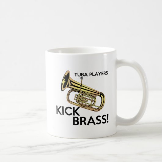 Tuba-Spieler-Tritt-Messing Kaffeetasse (Rechts)