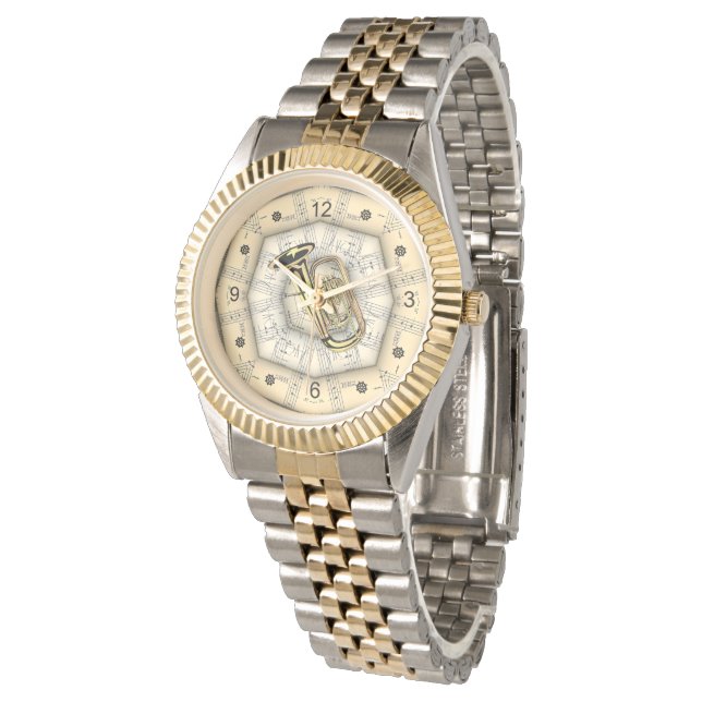 Tuba ~ Strange Musical Design ~ Unique ~ Armbanduhr (Schrägansicht)