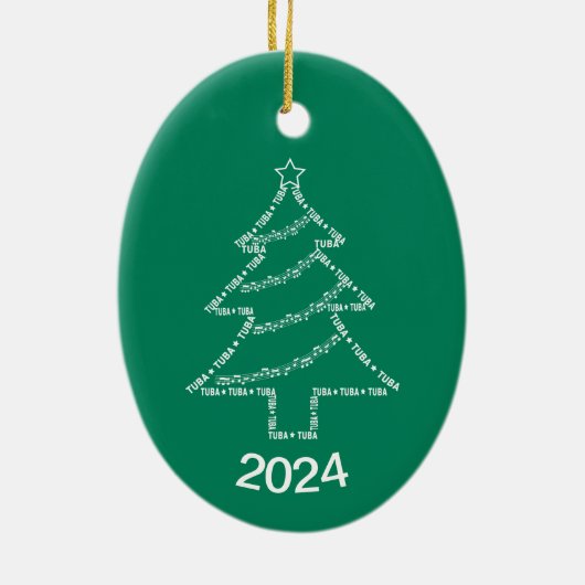 Tuba Text Christmas Tree Keramik Ornament (Hinten)