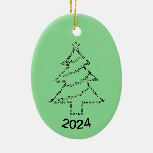 Tuba Text Christmas Tree Keramik Ornament (Hinten)