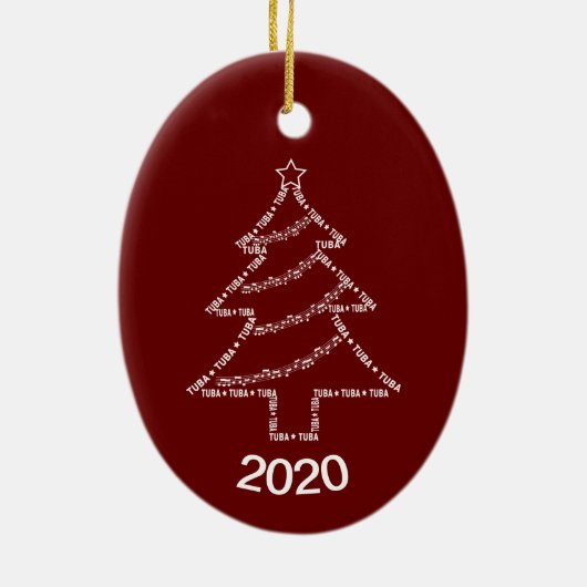 Tuba Text Christmas Tree Keramik Ornament (Hinten)