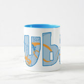 Tuba Text Pattern Abstrakte Kunstmusik Geschenk Tasse (Zentrum)