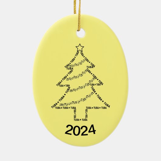 Tuba Text Weihnachtsbaum Keramik Ornament (Hinten)