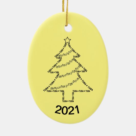 Tuba Text Weihnachtsbaum Keramik Ornament (Hinten)