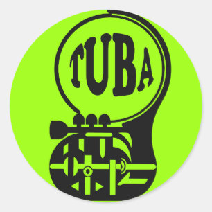 TUBA , Tuba Player Runder Aufkleber