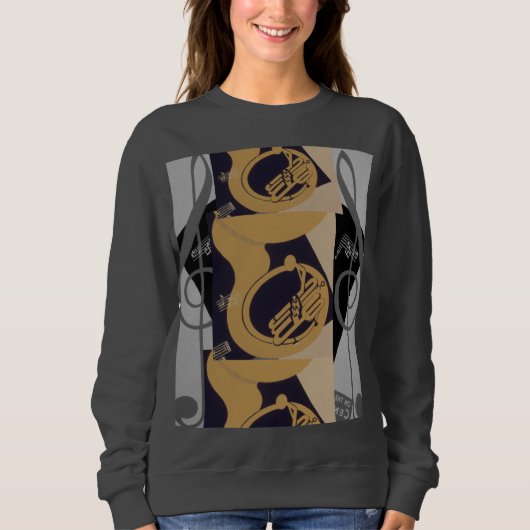 Tuba und Musiknoten Sweatshirt (Vorderseite)
