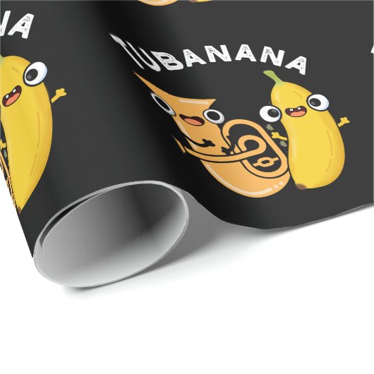 Tubanana Funny Tuba Banana Pun Dark BG Geschenkpapier (Rolleneckpunkt)