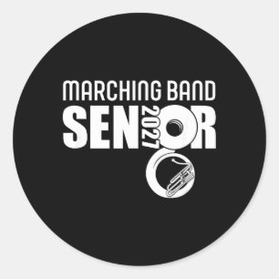 Tubaspieler Senior 2027 Marching Band Sousaphon Runder Aufkleber
