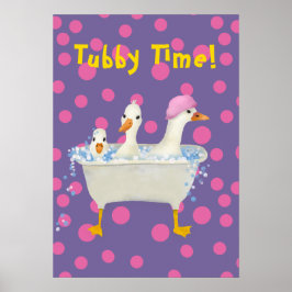 Tubby Time Drei Enten in der Badewanne Aquarell Poster