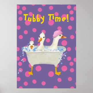 Tubby Time Drei Enten in der Badewanne Aquarell Poster