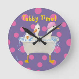 Tubby Time Drei Enten in der Badewanne Aquarell Runde Wanduhr