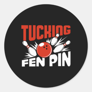Tube Fen Button Bowling Player Sport Bowler Funny Runder Aufkleber