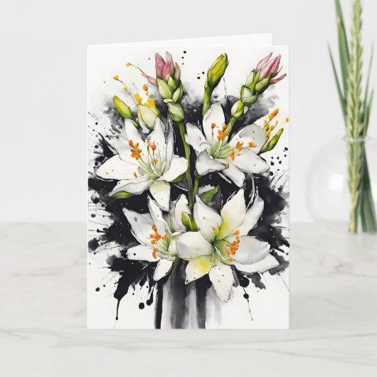 Tuberose - Aquarellblumen Karte (Vorderseite)