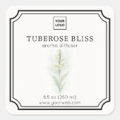 Tuberose-Blütenaroma-Diffusor-Etikett Quadratischer Aufkleber (Vorderseite)