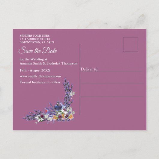 Tuberose & Lavender Blooms Ankündigungspostkarte (Rückseite)