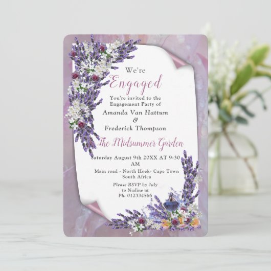 Tuberose & Lavender Blooms Einladung (Stehend Vorderseite)