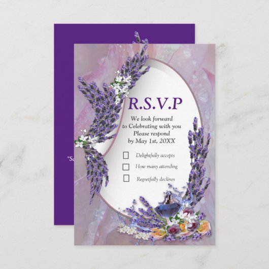 Tuberose & Lavender Blooms RSVP Karte (Vorne/Hinten)