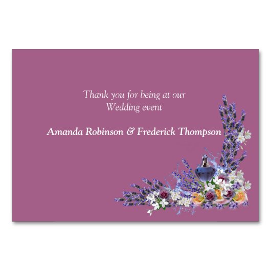 Tuberose & Lavender Blooms Tischnummer (Rückseite)