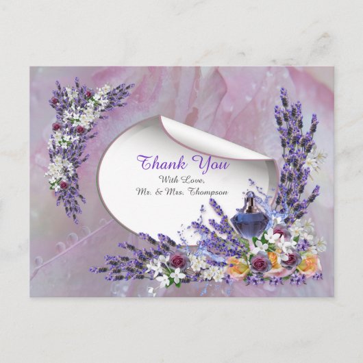 Tuberose & Lavender Blooms Vielen Dank Ankündigungspostkarte (Vorderseite)