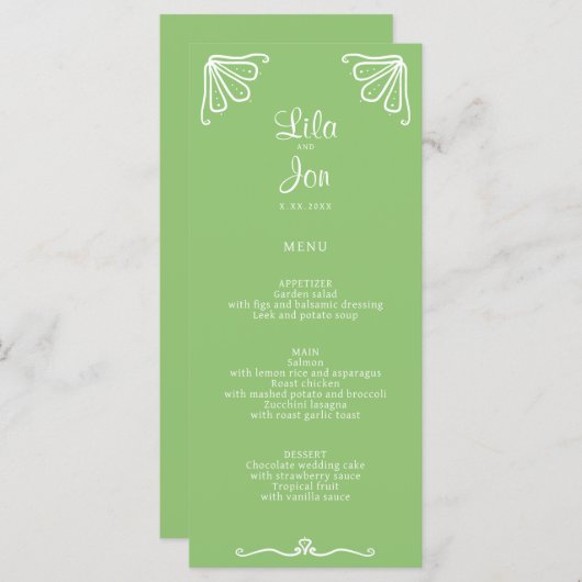 Tuberose Personalisiert Wedding Menu Menükarte (Vorne/Hinten)