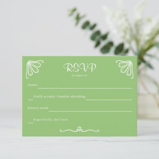 Tuberose Personalisiert Wedding RSVP Card (Stehend Vorderseite)