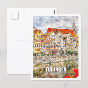 Tübingen Deutschland Berühmter Reiseort Aquarell Postkarte