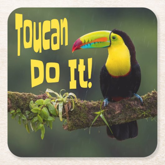 Tucan Do it! Motivierend Vogel-Funny-Pub Rechteckiger Pappuntersetzer (Vorderseite)