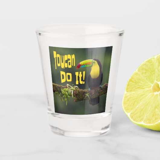 Tucan Do it! Motivierend Vogel-Funny-Pub Schnapsglas (Vorderseite)