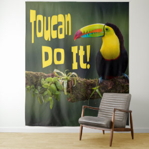 Tucan Do it! Motivierend Vogel-Funny-Pub Wandteppich