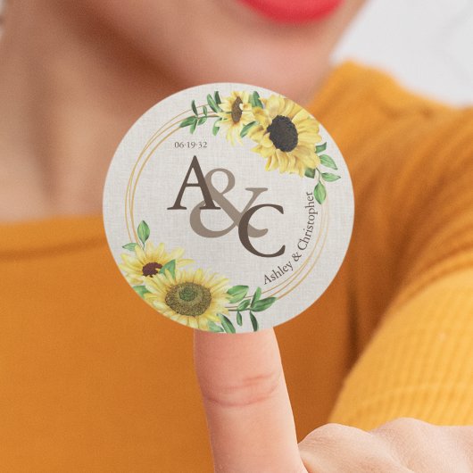 Tuch ・ Elegante Moderne Hochzeit Runder Aufkleber