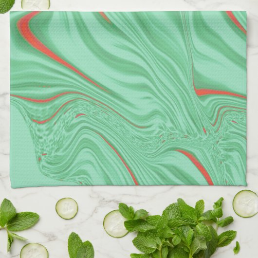 Tuch in Kurven mit hellgrün geprägten Farben (Gefaltet)