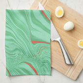 Tuch in Kurven mit hellgrün geprägten Farben (Viertel Falte)