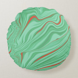 Tuch in Kurven mit hellgrün geprägten Farben Rundes Kissen