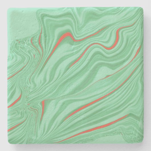 Tuch in Kurven mit hellgrün geprägten Farben Steinuntersetzer (Vorderseite)