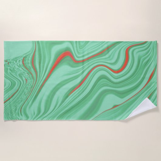 Tuch in Kurven mit hellgrün geprägten Farben Strandtuch (Vorderseite)