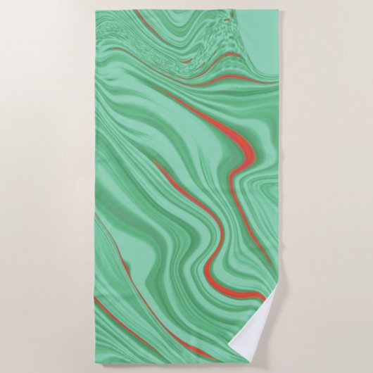 Tuch in Kurven mit hellgrün geprägten Farben Strandtuch (Vorderseite)