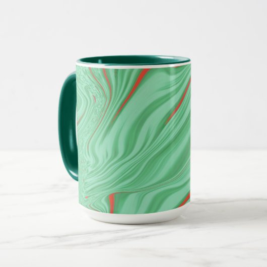 Tuch in Kurven mit hellgrün geprägten Farben Tasse (Vorderseite Links)