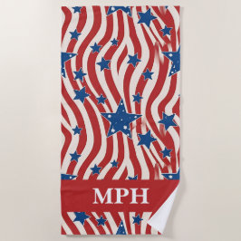 Tuch mit individuellem Monogramm und patriotischem Strandtuch