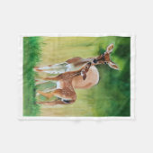 Tuch mit Mutterhirsch und Hirschkalb-Wildtiermaler Fleecedecke (Vorderseite (Horizontal))