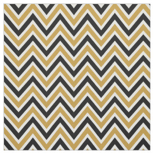 Tuch Pattern Chevron Black & Gold Stoff