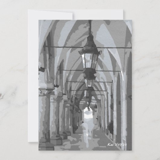 Tuchhalle Kraków, Polnische Flachkarte Einladung (Vorderseite)