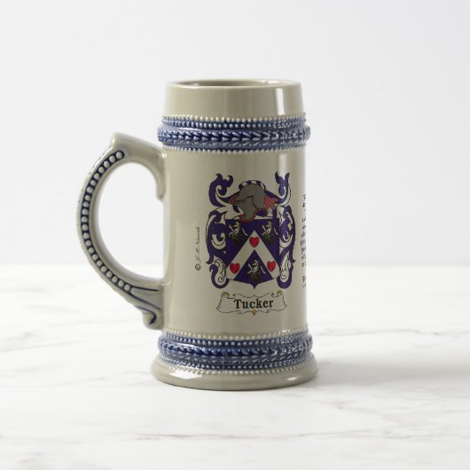 Tucker Familienwappen Stein Bierglas (Links)