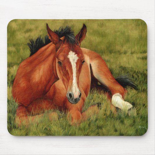 Tuckered heraus - stillstehendes Fohlen Mousepad (Vorne)