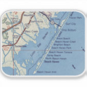 Tuckerton NJ Vintag Map Aufkleber (Vorderseite)