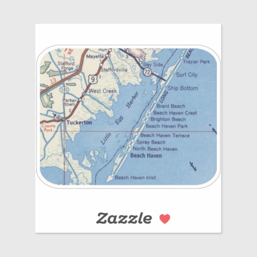 Tuckerton NJ Vintag Map Aufkleber (Blatt)