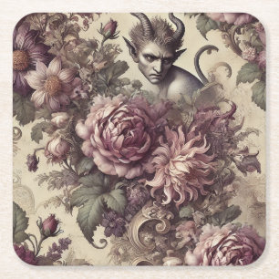 Tückische Pflaumenblüten – Gothic-Blumendesign Rechteckiger Pappuntersetzer