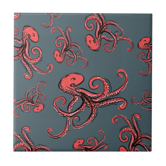 Tückisches Octopus-Muster Fliese (Vorderseite)