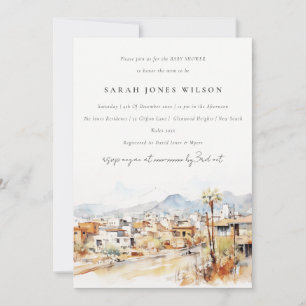 Tucson, Arizona Aquarell-Landschaft Baby Shower Einladung