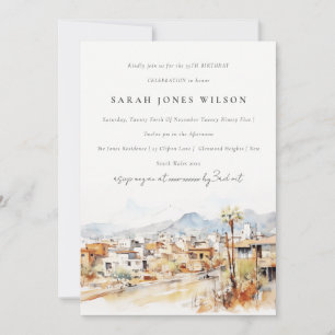 Tucson, Arizona Aquarell-Landschaft Geburtstag Einladung